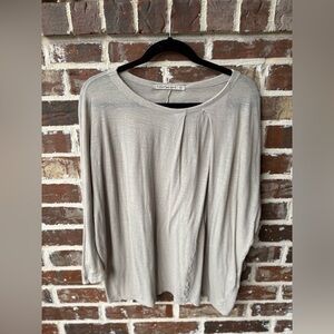 Transit Par Such Tan Ivory 100% Cotton Loose Fit Popover Top Size Medium